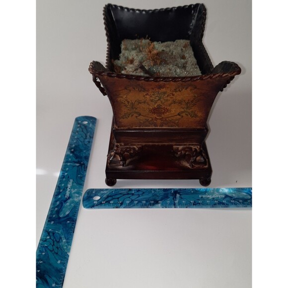 Footed Metal Decorative Planter – Rustic Farmhouse Style - Picture 5 of 8